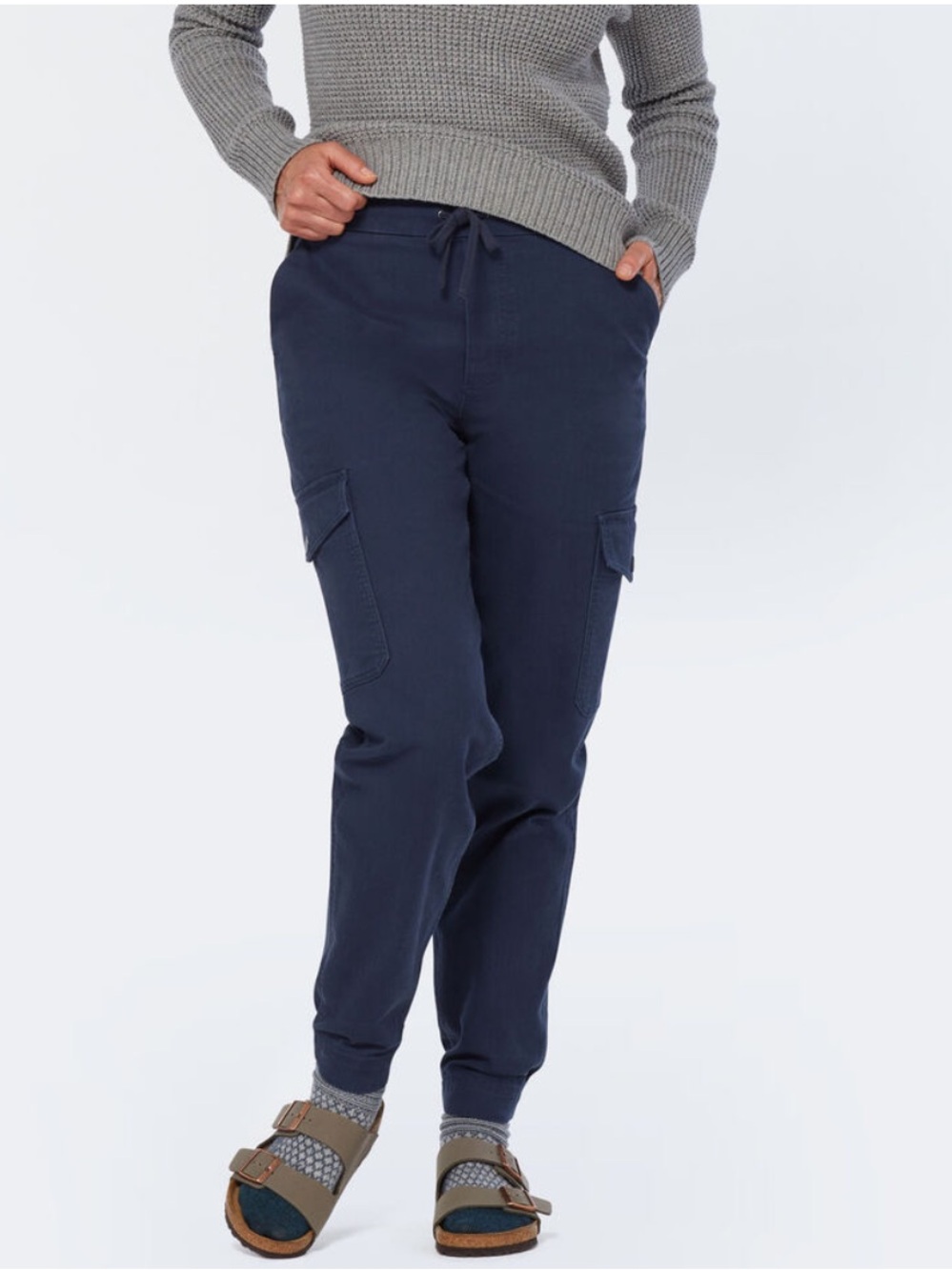 Duluth Trading Co Cargo Reserve Cotton Joggers Pants-Navy Blue-Women Size 22W